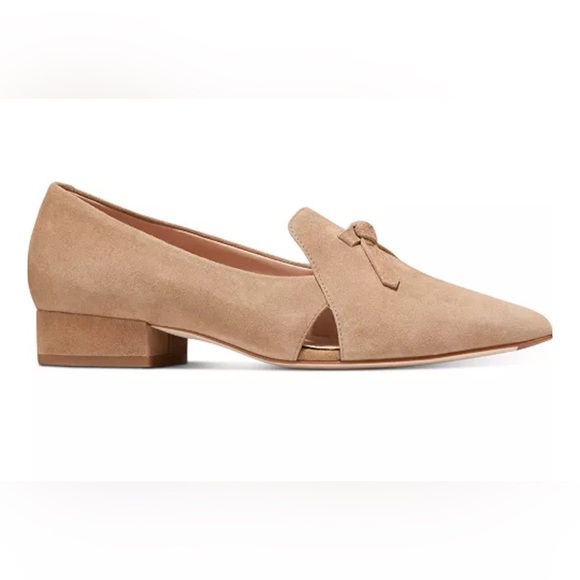 Cole Hann Women's Viola Skimmer Bow Loafer Flats Tan Suede Cutout Contemporary - Picture 1 of 13